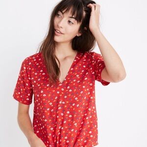 Madewell Novel Tie Front Top In Prairie Roses